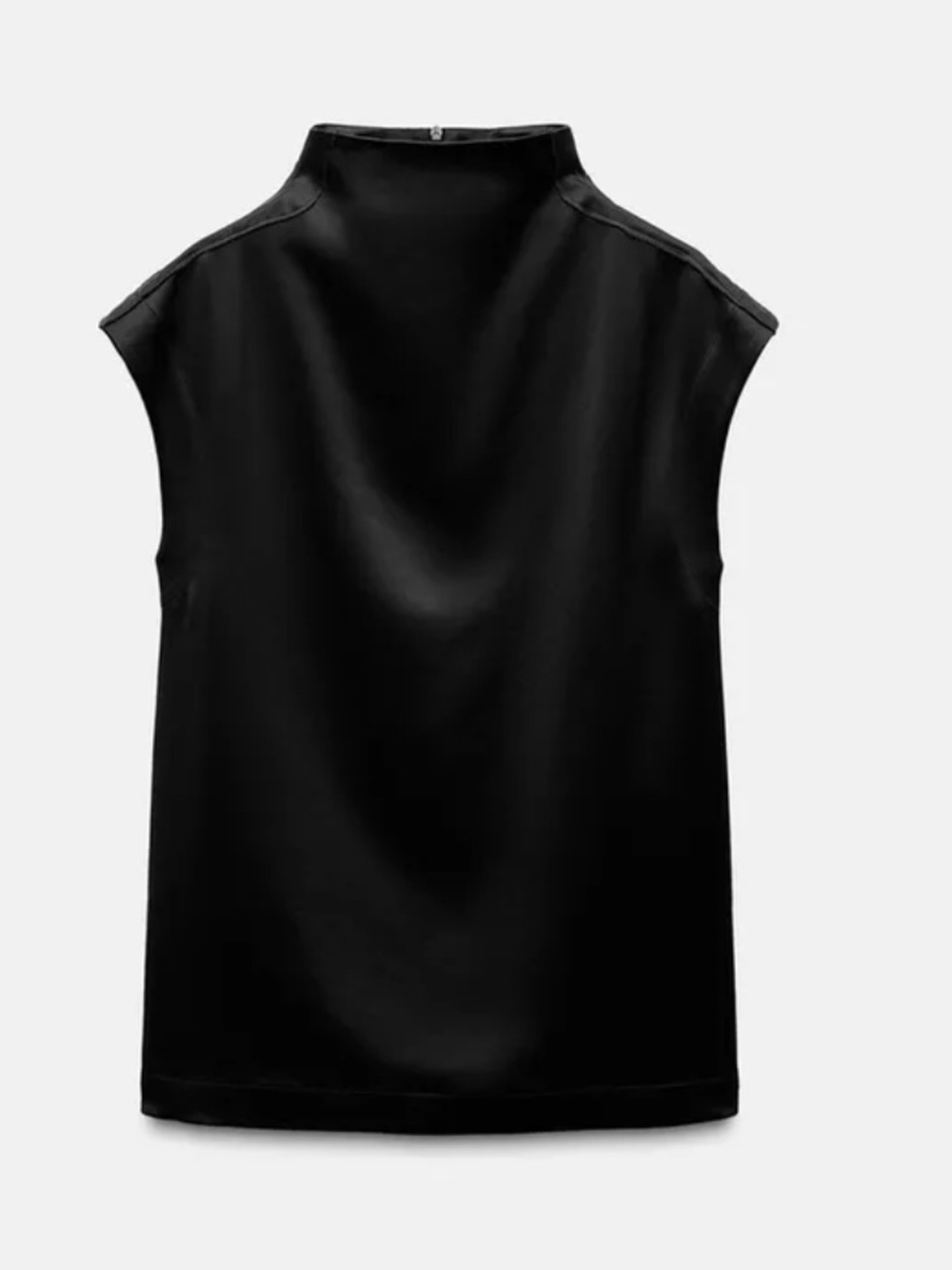New Zara Satin Top With A High Neck And Drop Sleeves No Discount